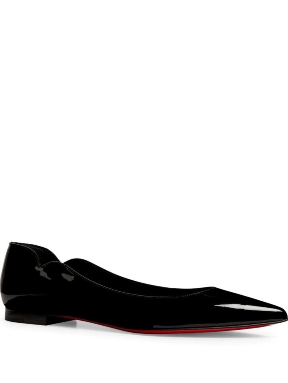 Christian Louboutin Black Patent Pointed Ballet Flat with Red Sole